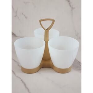 Tupperware Condiment Snack Caddy #757-3 Almond Base 6 3/4" Made in USA Vintage